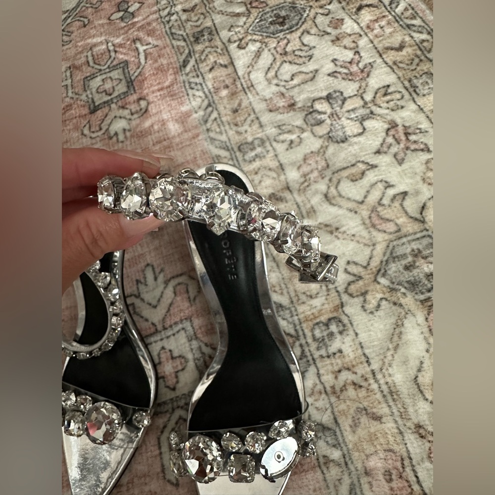 NWOT Retrofete Hanna Gemstone Silver Heels - Picture 10 of 16